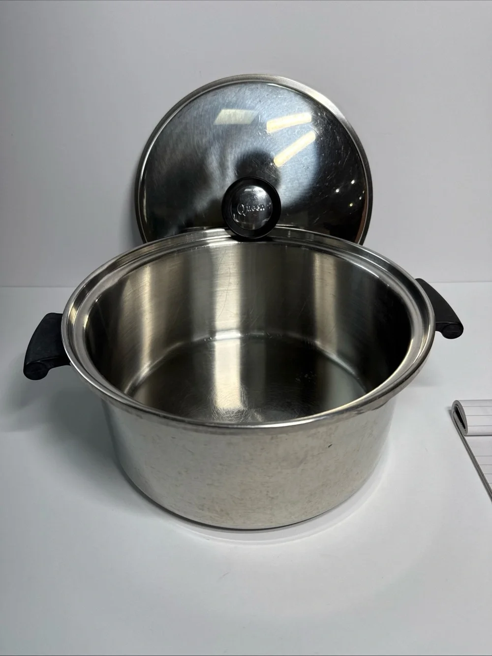 Amway Queen 6 Qt Stock Pot Dome Lid Stainless Steel 18/8 Multi Ply USA Made VTG